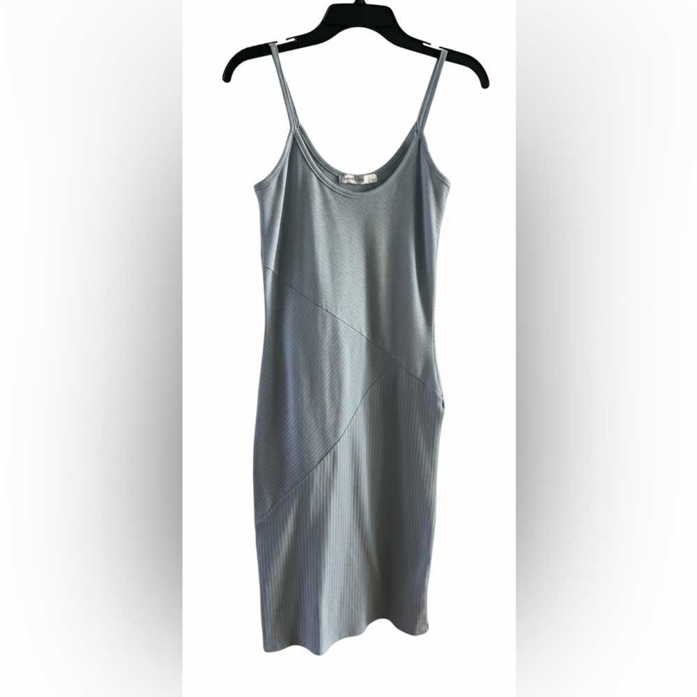 Summer & Sage Ribbed Knit Bodycon Midi Dress Light Blue Size S